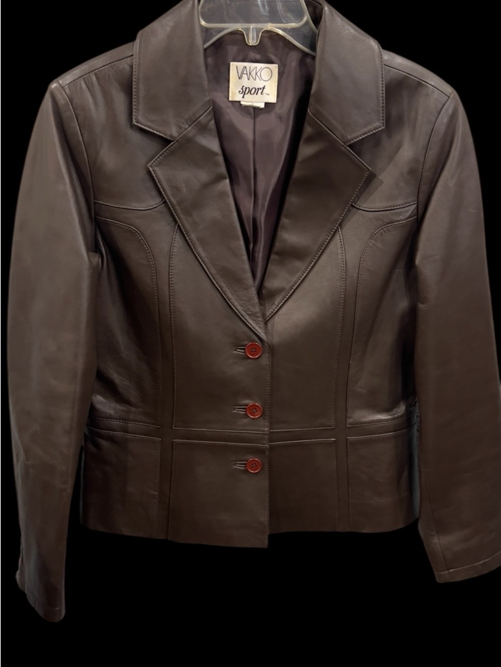 Vakko Sport Women's Chocolate Brown genuine Leather Blazer Jacket